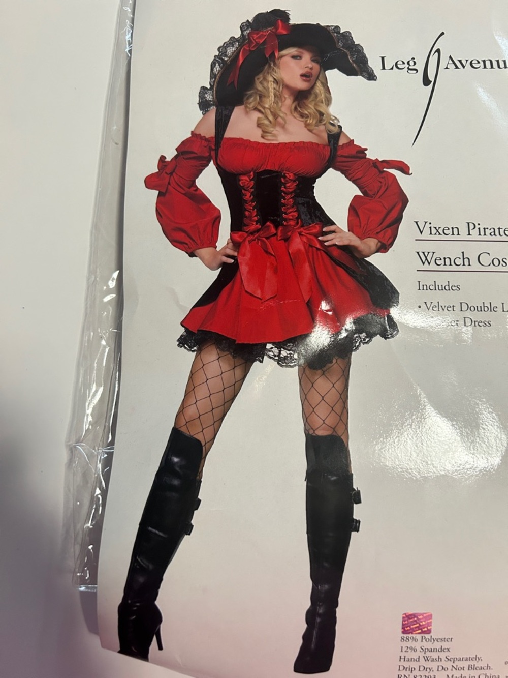 Leg Avenue Red and Black Pirate Vixen Costume for adult